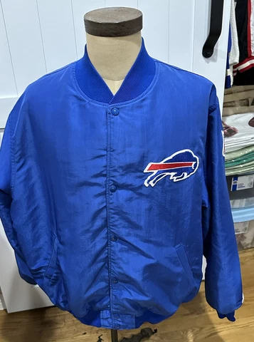 Vintage Buffalo Bills Starter Pro Line Bomber Snap Up Jacket Mens XL Cover