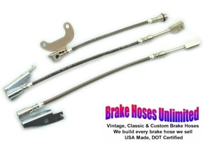 STAINLESS BRAKE HOSE SET Ford Ranch Wagon 1971 1972 - Front Disc - Image 1 of 2