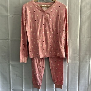 Serra Pajama Set Womens M Pink Wine Glasses Sleep Pants Shirt Pjs Lounge Wear - Picture 1 of 6