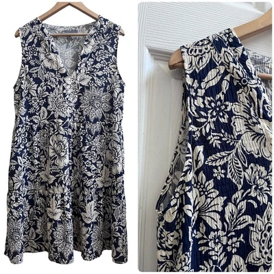 Elliot Lauren Semi Sheer Floral V Neck Gauzy Tier Pocket Dress Large Lightweight - Image 1 of 4
