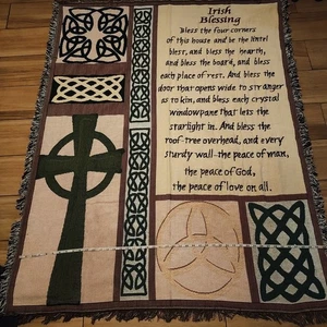 Celtic Irish Blessing Prayer Throw Blanket - 65" X 48" - Light Weight 2Lb - Picture 1 of 2