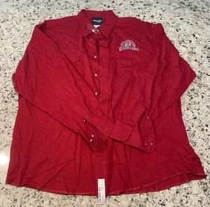 Wrangler Western Reno Rodeo XXL Button Down Western Themed Red Longsleeve Shirt - Picture 1 of 4