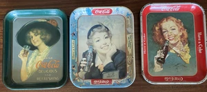 Vintage Coca Cola Trays Metal Lot of 3 - Picture 1 of 8