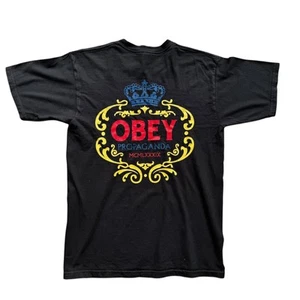 Vintage Obey Propaganda Black Skateboard Graphic T-Shirt Size Medium - Picture 1 of 6