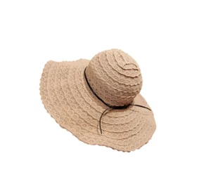 Furtalk Women's Size 7 Adjustable Wide Brim Crochet Look Floppy Hat Beach Sun - Picture 1 of 8