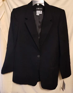 Prophecy Black Blazer Jacket Size 14 Collar Long Sleeves Button Faux Pockets - Picture 1 of 7