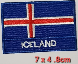 Iceland Flag Embroidered Iron / Sew On Patch Reykjavik Clothes Embroidery Badge - Picture 1 of 1