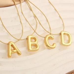 Gold Color 26 Letters Necklace Copper Women Sweater Chain Girl - Picture 1 of 12