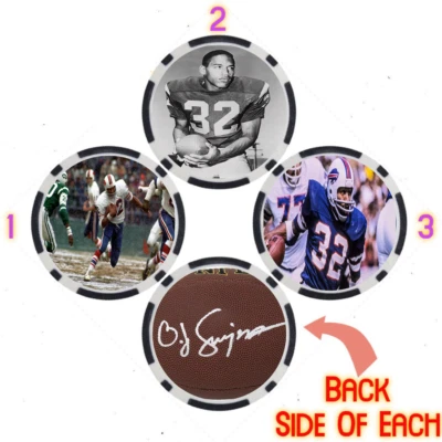 O.J. Simpson SIGNED Poker Chip Set (3)- Top 100 NFL Football Player - Image 1 of 2