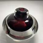 Vintage Murano Style Glass Blown Faceted Vase Scent Bottle Cranberry Brown Heavy