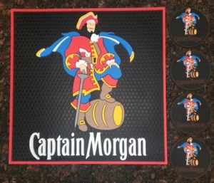 CAPTAIN MORGAN SPICED RUM SPILL MAT BAR MAT 13x13 & 4 RUBBER COASTERS SET NEW - Picture 1 of 1