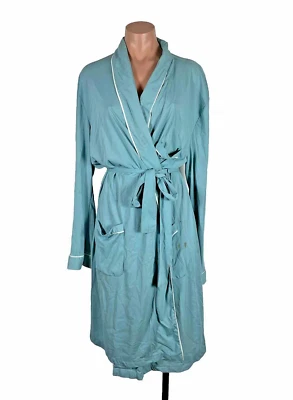 Chaqueta de fumar Montgomery Ward bata con cinturón talla L años 70 bebé azul nailon Foto 1 de 4