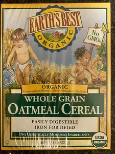 10 boxes Earth's Best Organic, Whole Grain Oatmeal Baby Cereal, Non-GMO, 8oz Box - Picture 1 of 6