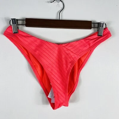 Damsel Size Large Neon Orange High Leg Ribbed Bikini Bottoms - Image 1 of 3