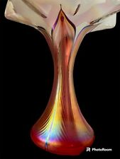 Stuart Ableman Iridescent Pulled Feather Vase Signed V1200Y-14 1996 Large 11x8in