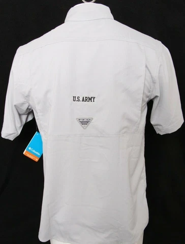 NEW United States U.S. Army Gray Columbia Low Drag Off Shore SS Shirt Men's M Cover