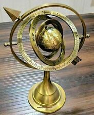 Vintage Brass Armillary Sphere 11" Antique Astrolabe Table Top World Globe Gift