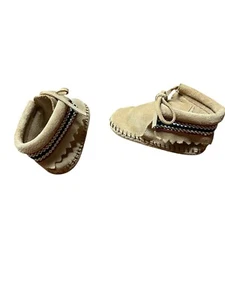 Minnetonka Moccasins Suede Leather Boots Braid Bootie Brown Infant Size 3 - Picture 1 of 6