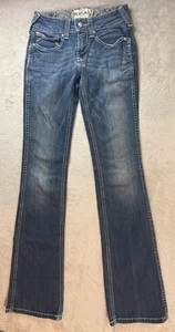 Pantalones de mezclilla elásticos Ariat para mujer talla 25L corte bota tiro bajo azul brillante - Imagen 1 de 14