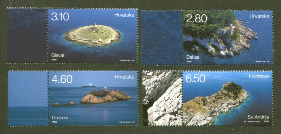 Croacia Sc# 960-3, faros croatas 2015 en estado bastante bueno/en buen estado sin usar, conjunto de 4 estampillas sin fallas Foto 1 de 1