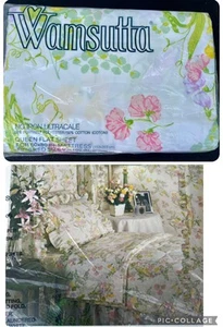 Vintage NOS Wamsutta Ultracale Sweet Pea Queen flaches Blatt Blumenmuster 90"x102" - Bild 1 von 9