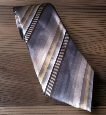 VAN HEUSEN 条纹领带黑色灰色 米色 — 第 1/4 张图片