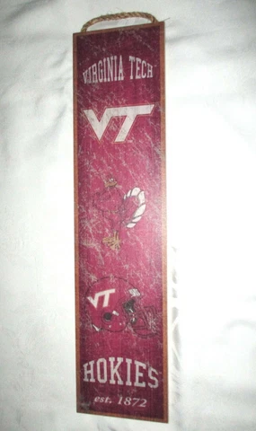 VIRGINIA TECH HOKIES Heritage Banner Wood Sign 24" x 6" #02 - NEW Cover