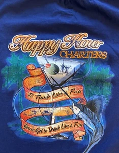 Caribbean Happy Hour T-Shirt Charters Mens Large - Picture 1 of 6