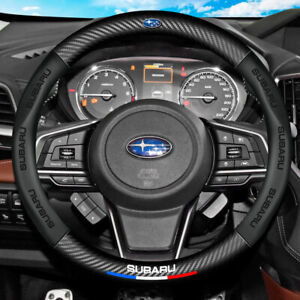 15" Steering Wheel Cover Genuine Leather For Subaru