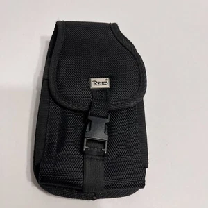 Reiko Black Vertical Nylon Rugged Pouch Holster Hook & Loop Cover for Big Phones - Picture 1 of 5