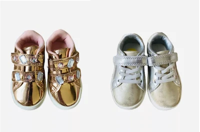 Carter's Girl’s Toddler Perrie Red Metal/Gold Hearts Sneaker Size 4, 5, 7, 8 New - Image 1 of 4