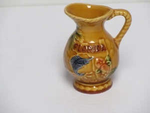 Jarrón/decoración/porta baratijas pequeño vintage FLORIDA con mango Japón 4 pulgadas de alto - Imagen 1 de 8