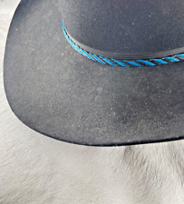 Unisex Horsehair Hatband Western Flat Braid Adjustable 3/8 in Turq Black Tassel