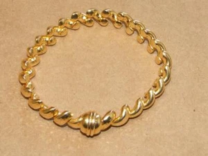 Veronese Italy Gold Vermeil on Sterling Square Cut Curved Link Bracelet Magnetic - Picture 1 of 6
