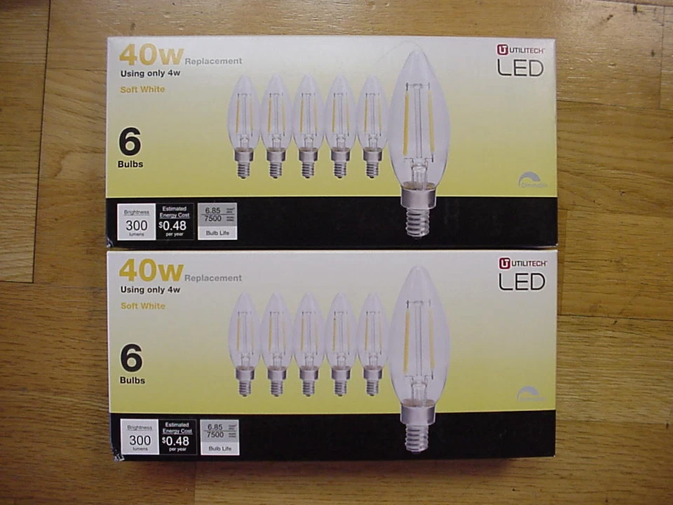 12X bulbs LED candelabra base 40w equivalent classic fillament 2700K dimmable - Image 1 of 1