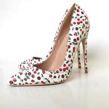 Women Cherry Print Slip On Shoes Pointy Toe High Heel Stiletto Party Dress Pumps