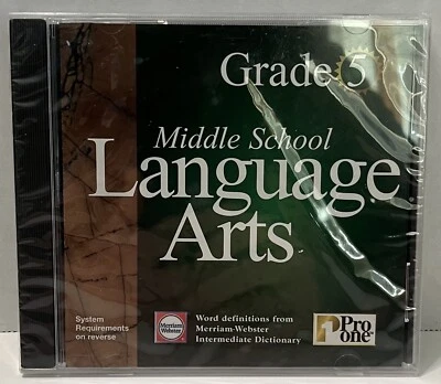 Pro One Software:  MIDDLE SCHOOL LANGUAGE ARTS  (Grade 5) PC NEW SEALED - Image 1 of 4