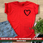 Ladies Scribble Heart Pocket T Shirt Summer Holiday Trendy Viral Love Gift Top