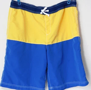 LANDS ' END Kids Blue Yellow Kids Trunks Shorts Vintage Retro Drawstring Swim XL - Picture 1 of 3