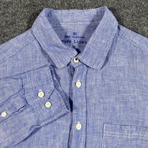 Marks & Spencer Blue Harbour Pure Linen Mens Medium Button up Long Sleeve Shirt - Picture 1 of 9