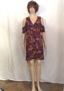 Women's Xhilaration Cold Shoulder Faux Wrap Dress Fig Color Size L - Picture 1 of 8