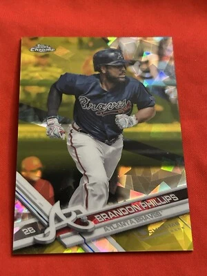 2017 Topps Chrome Sapphire #521 Brandon Phillips Gold Refractor 3/5 Braves - Image 1 of 4