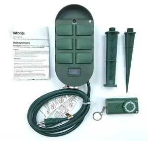 Woods 59785 Temporizador de patio con estacas de 6 salidas para luces de Navidad o LED Control remoto verde - Imagen 1 de 7