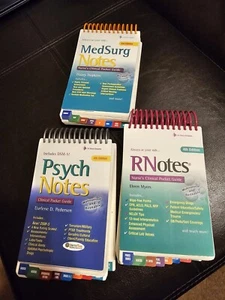 3 Psych Notes,MedSurg Notes,RNotes Clinical Pocket Guide In Excellent Condition - Picture 1 of 14