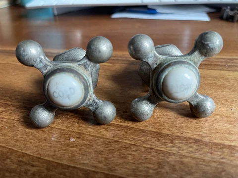 Antique bathtub/sink faucet handles HOT COLD Cover