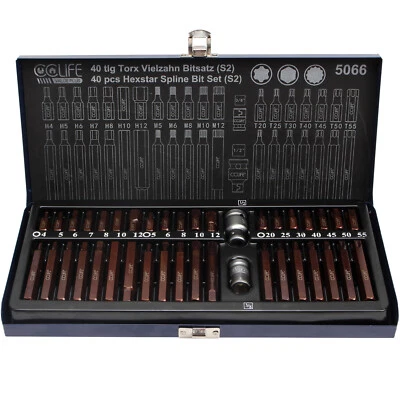 XZN Innen Vielzahn Sechskant Torx Steckschlüssel Nuss Set S2 Bit Satz Box 40tlg - Bild 1 von 4