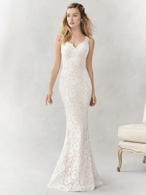 Vestido de novia Kenneth Winston Ella Rosa BE356 encaje espalda transparente aberturas altas talla 8 Foto 1 de 4