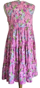 Lily Pulitzer Pink Tiered Cotton Dress, S, Maxi, Jodee Knee Length Summer South - Picture 1 of 6