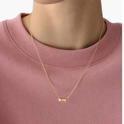 Collar Kate Spade Dear Bestie Tono Dorado Imitación Perla y Circonita Cúbica Estación Foto 1 de 4