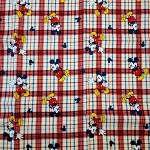Cotton Fabric Mickey Mouse Red Plaid Print 32"x44" Springs Creative Disney  - Picture 1 of 14